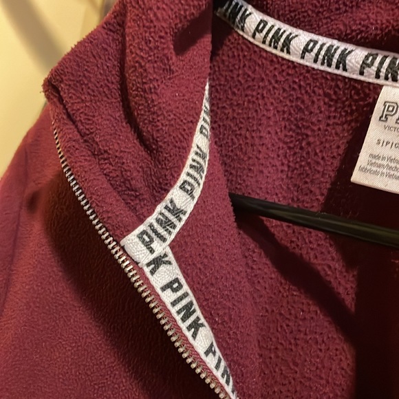 PINK size small burgundy wine fleece quarter zip - Picture 5 of 6